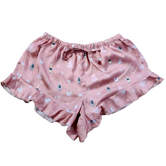 PJ Place Adult Bridal Bachelorette PJ Shorts Womens Size Medium Wedding Wine - Picture 1 of 4